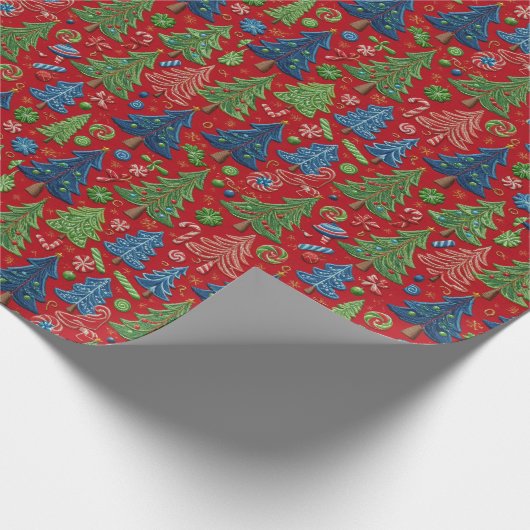 Weihnachtsbaumen Geschenkpapier (Ecke)