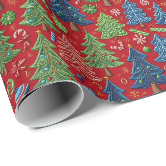 Weihnachtsbaumen Geschenkpapier (Rolleneckpunkt)