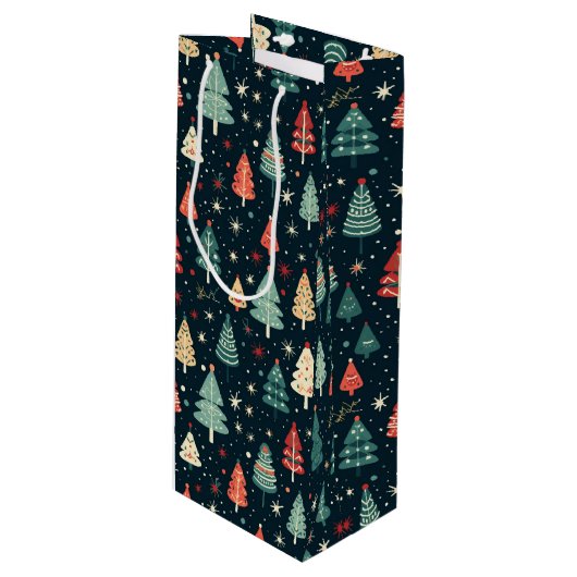 Weihnachtsbaumen Geschenktüte Für Weinflaschen (Vorderseite Schrägansicht)