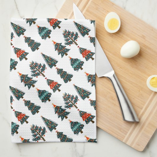 Weihnachtsbaumen Geschirrtuch (Viertel Falte)