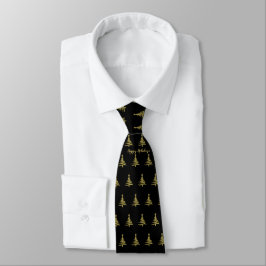 Weihnachtsbaumen Gold auf Black Neck Tie Krawatte