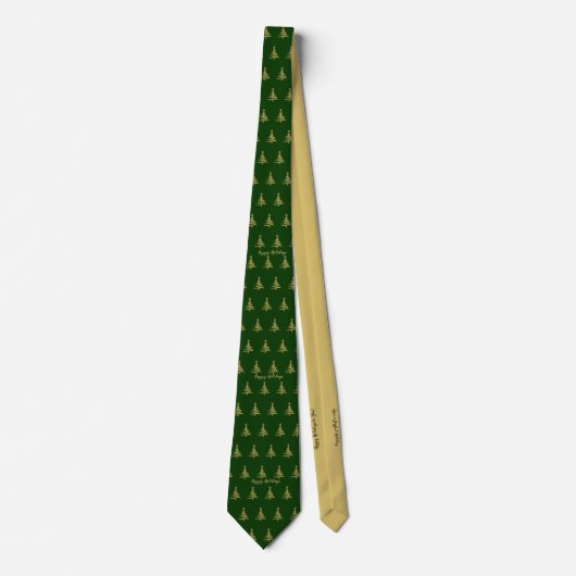 Weihnachtsbaumen Gold auf Green Neck Tie Krawatte (Vorderseite)