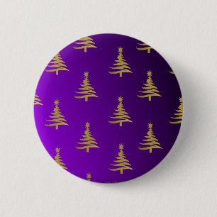 Weihnachtsbaumen Gold auf Lila Button