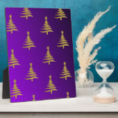 Weihnachtsbaumen Gold auf Lila Fotoplatte (Seite)