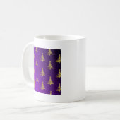 Weihnachtsbaumen Gold auf Lila Kaffeetasse (Vorderseite Links)