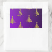 Weihnachtsbaumen Gold auf Lila Rechteckiger Aufkleber (Tasche)