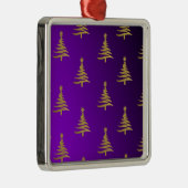 Weihnachtsbaumen Gold auf Lila Silbernes Ornament (Rechts)