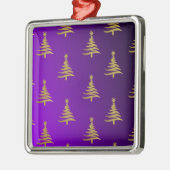 Weihnachtsbaumen Gold auf Lila Silbernes Ornament (Links)