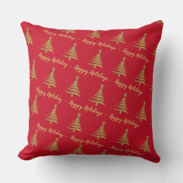 Weihnachtsbaumen Gold auf Red Throw Kissen