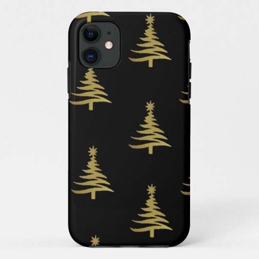 Weihnachtsbaumen Gold auf schwarz Case-Mate iPhone Hülle (Rückseite)