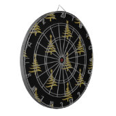 Weihnachtsbaumen Gold auf schwarz Dartscheibe (Vorderseite Links)