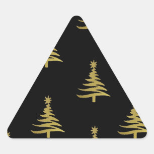 Weihnachtsbaumen Gold auf schwarz Dreieckiger Aufkleber