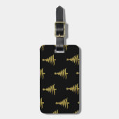 Weihnachtsbaumen Gold auf schwarz Gepäckanhänger (Vorderseite vertikal)