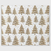Weihnachtsbaumen Gold Holiday Wrapping Paper Geschenkpapier (Flach)