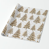 Weihnachtsbaumen Gold Holiday Wrapping Paper Geschenkpapier (Ungerollt)