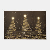 Weihnachtsbaumen Gold mit Familienname Fußmatte (Vorderseite)