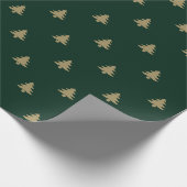 Weihnachtsbaumen Gold und dunkelkieferngrüne Muste Geschenkpapier (Ecke)