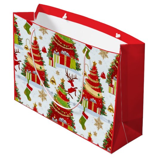 Weihnachtsbaumen Große Geschenktüte (Rückseite Schrägansicht)