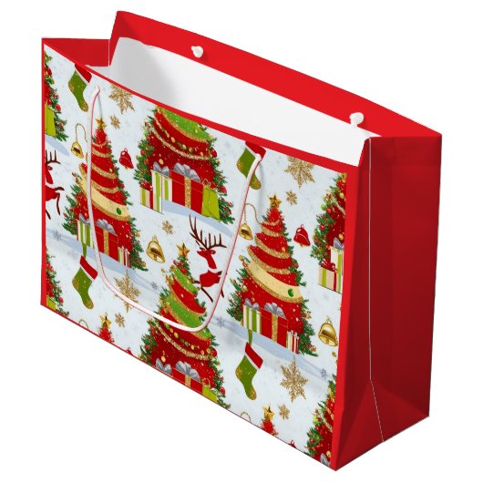 Weihnachtsbaumen Große Geschenktüte (Vorderseite Schrägansicht)