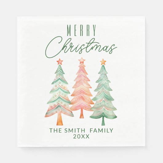 Weihnachtsbaumen Grünes Party Serviette (Vorderseite)