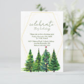 Weihnachtsbaumen in Aquarellen Party Einladung (Stehend Vorderseite)