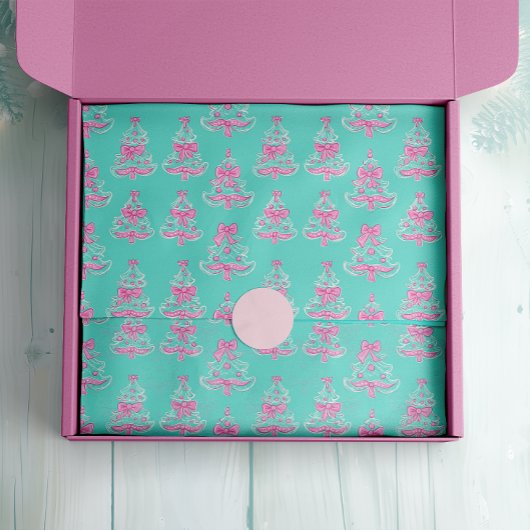 Weihnachtsbaumen in Rosa und Minze Coquette Seidenpapier