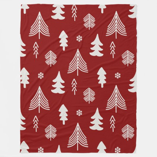 Weihnachtsbaumen in Rot und Weiß Fleecedecke (Vorderseite)