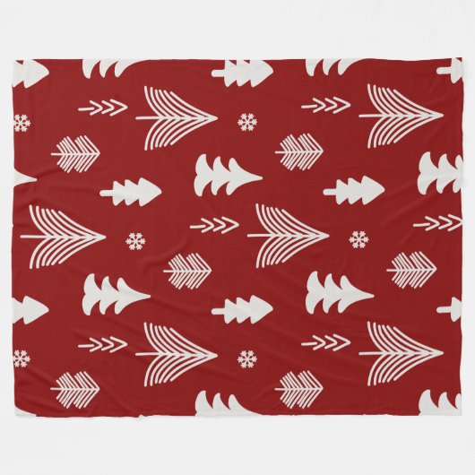 Weihnachtsbaumen in Rot und Weiß Fleecedecke (Vorderseite (Horizontal))