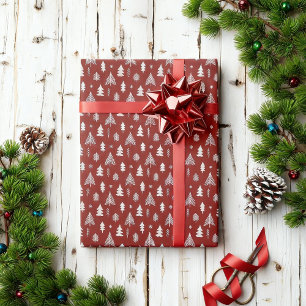 Weihnachtsbaumen in Rot und Weiß Geschenkpapier
