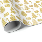 Weihnachtsbaumen in Weiß und Gold Glitzer Weihnach Geschenkpapier (Rolleneckpunkt)