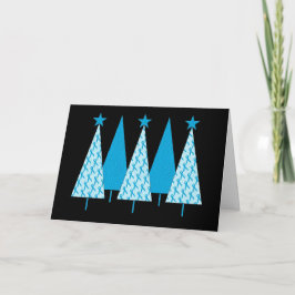 Weihnachtsbaumen Light Blue Ribbon Feiertagskarte