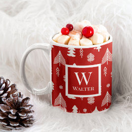 Weihnachtsbaumen mit Monogramm und Name Kaffeetasse