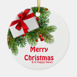 Weihnachtsbaumen mit weißem, prächtigen Roten Bow Keramik Ornament