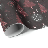 Weihnachtsbaumen Ornamente Schwarzes Weihnachtsfes Geschenkpapier (Rolleneckpunkt)