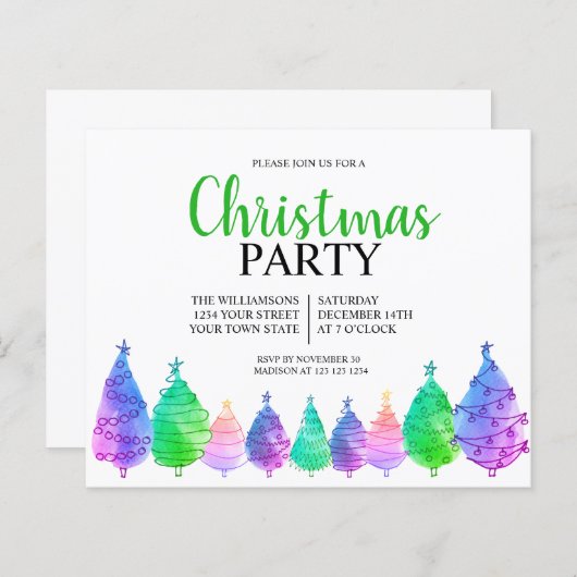Weihnachtsbaumen-Party Einladung (Vorne/Hinten)