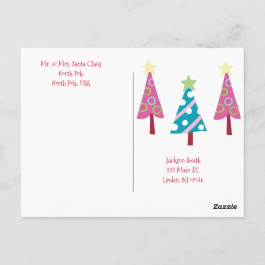 Weihnachtsbaumen Postkarten Nordpol (Rückseite)