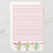 Weihnachtsbaumen Red Lined Briefpapier (Vorne/Hinten)