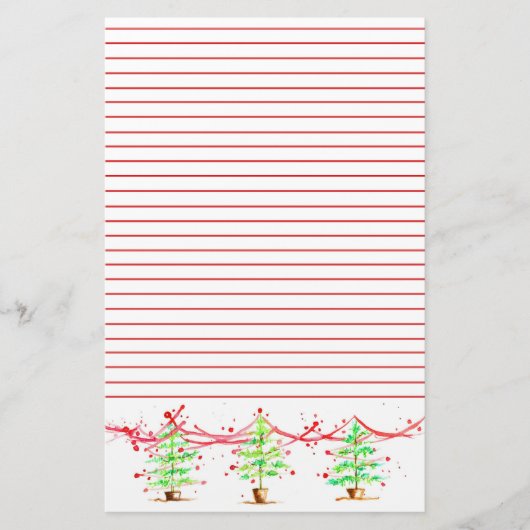 Weihnachtsbaumen Red Lined Briefpapier (Vorderseite)