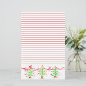 Weihnachtsbaumen Red Lined Briefpapier (Stehend Vorderseite)