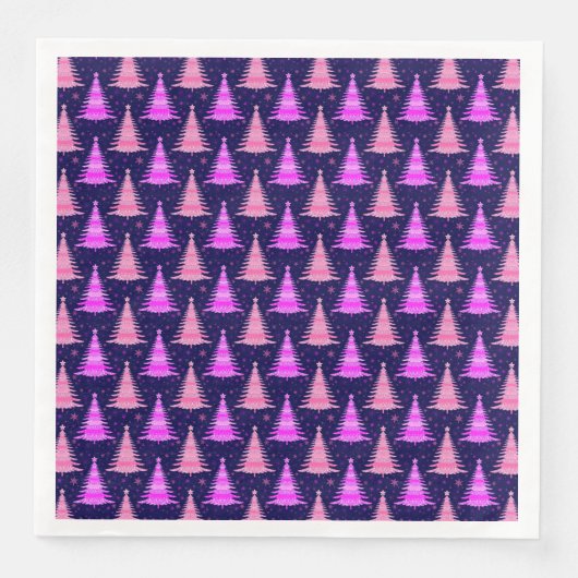 Weihnachtsbaumen Rosa blaues Muster Design Serviette (Vorderseite)