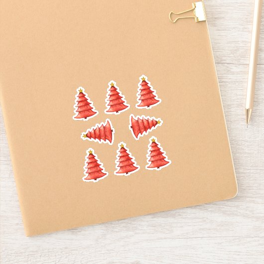 Weihnachtsbaumen Rot Aufkleber (Notizbuch)