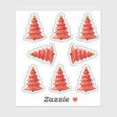 Weihnachtsbaumen Rot Aufkleber (Blatt)