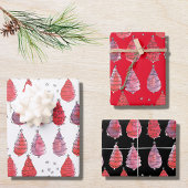 Weihnachtsbaumen Rot Schwarz-weiß Geschenkpapier Set
