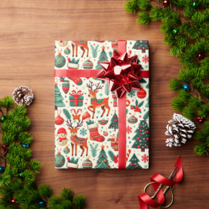 Weihnachtsbaumen Santa Snowmen Reindeer Cheer Geschenkpapier