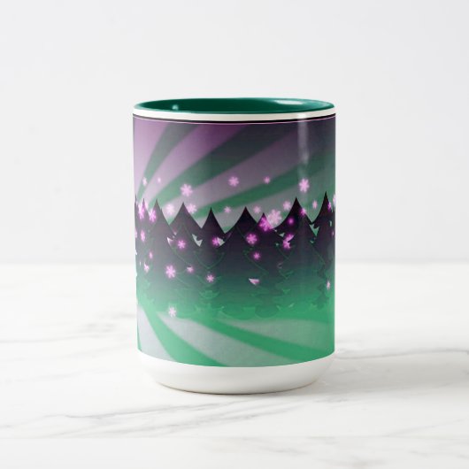 Weihnachtsbaumen Schatten von Grün Zweifarbige Tasse (Mittel)