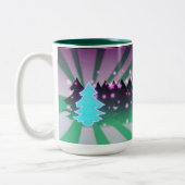 Weihnachtsbaumen Schatten von Grün Zweifarbige Tasse (Links)