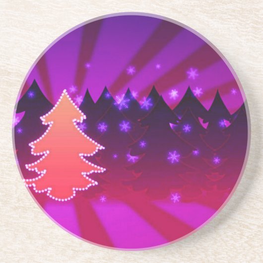 Weihnachtsbaumen Schattierungen von Lila Getränkeuntersetzer (Vorne)