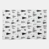 Weihnachtsbaumen & Schneeflocken Schwarz-Weiß-Must Geschirrtuch (Horizontal)