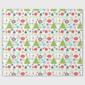 Weihnachtsbaumen Schneeflocken Wrapping Paper Geschenkpapier (Flach)