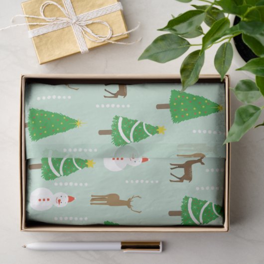 Weihnachtsbaumen Schneemannsschnee Seidenpapier (Geschenk)